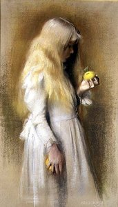 Gyldent hår (pastell på papir) av Nelly Erichsen