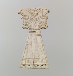 Innskåret hestefrontlet skåret ut i form av et blomstrende, voluttpalmettre, 9.-8. århundre f.Kr. (elfenben) av Neo Assyrian