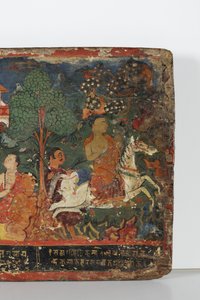 Detalj fra et buddhistisk manuskriptomslag (ugjennomsiktig akvarell på tre) av Nepalese School