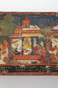 Detalj fra et buddhistisk manuskriptomslag (ugjennomsiktig wc på tre)