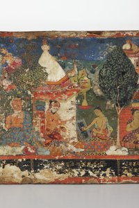 Detalj fra et buddhistisk manuskriptomslag (ugjennomsiktig wc på tre)