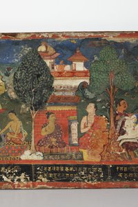 Detalj fra et buddhistisk manuskriptomslag (ugjennomsiktig wc på tre)