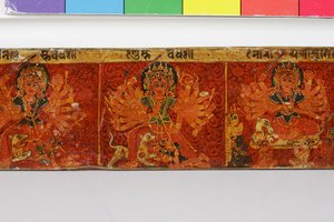 Detalj fra et Devimahatmya-manuskriptomslag (ugjennomsiktig wc på tre) av Nepalese School