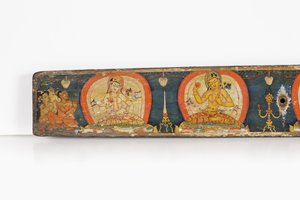Manuskript til The Five Protections, bakside, 1138 (ugjennomsiktig wc og blekk på tre) av Nepalese School