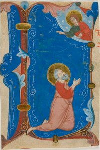 Praying Saint (Moses?) med Kristus i en historisk initial "L", fra en korbok