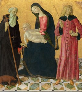 Madonna og barn med Saint Anthony Abbed og Saint Sigismund av Neroccio de