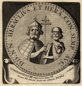 Bysantinske keisere Heraclius og Konstantin III. av Netherlandish School