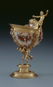 Nautilus kopp, ca. 1560 (gullbelagt sølv, nautilus og malt perlemor)