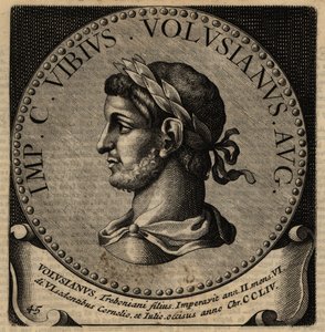 Portrett av den romerske keiseren Volusian. av Netherlandish School