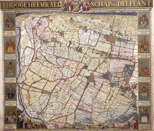 Veggkart over Delftland, 1712 av Netherlandish School