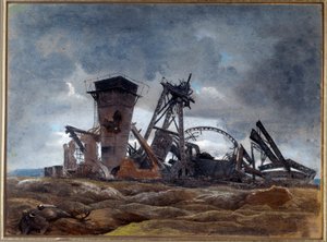 "Gruvens brønn" 1915 (akvarell) av Neville Stephen Lytton
