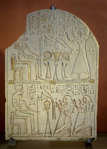 Art Egypt Stele de Penboui a Toueris og Isis Hathor (malt kalkstein, nytt imperium av New Kingdom Egyptian