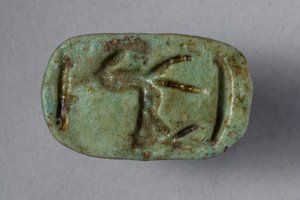 Scaraboid-sel, 18.-19. dynasti, 1540-1186 f.Kr. (fajanse) (underside av 270366)
