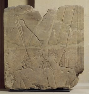 Guden Amon som omfavner Ramses II, Karnak, ca. 1401-1213 f.Kr. (sandstein)