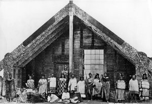 Maori Runanga eller møtehus, ca. 1863-80