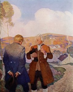Illustrasjon for kidnappet av Robert Louis Stevenson (farge litho) av Newell Convers (after) Wyeth