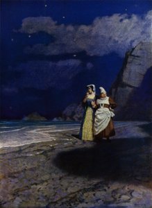 Illustrasjon for Westward Ho! av Charles Kingsley (farge litho)