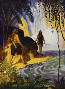 Illustrasjon for Westward Ho! av Charles Kingsley (farge litho) av Newell Convers (after) Wyeth