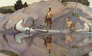 Indianere i en kano av Newell Convers Wyeth