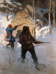 Elgjakt (olje på lerret)