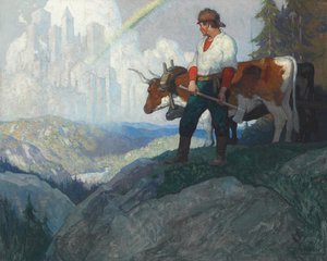 The Pioneer and the Vision, ca. 1918 (olje på lerret) av Newell Convers Wyeth