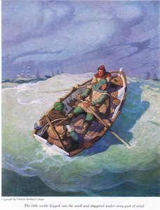 Den lille hjertemuslingen dykket ned i dønningen og vaklet under hvert vindkast, 1916 av Newell Convers Wyeth