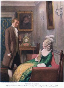 Med Eve i London! Vel, hun sa som om det var det første øyeblikket av møtet deres, hvordan har du hatt det, sir?, 1928 av Newell Convers Wyeth