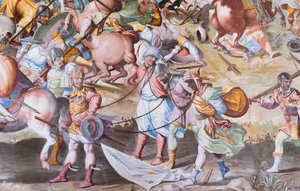 Detalj av freskomaleri i Hall of Battles i slaget ved La Higueruela i 1431