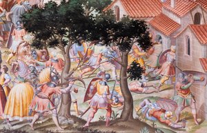 Detalj av freskomaleri i Hall of Battles i slaget ved La Higueruela i 1431