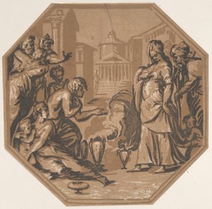 Folk som hyller Psyches skjønnhet, ca. 1540-50., ca. 1540-50. av Niccolo Vicentino