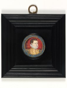 Antatt selvportrett av kunstneren, 13 år, ca. 1560 (akvarell på vellum) av Nicholas (attr.to) Hilliard