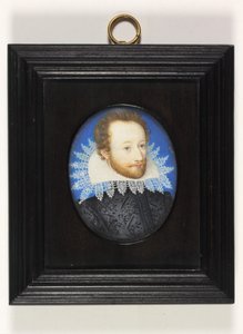 En gentleman kalt jarlen av Essex (akvarell på elfenben) av Nicholas (school of) Hilliard