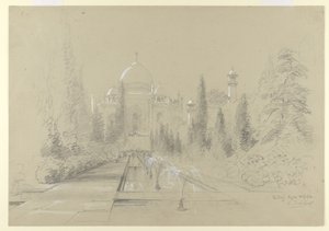 Taj Mahal, Agra, 24. januar 1870 (blyant med hvit forhøyning på papir)