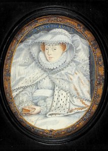 En dame tradisjonelt identifisert som Mary Queen Of Scots (akvarell på vellum) av Nicholas Hilliard
