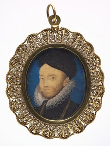 Portrait of a Man, ca. 1590 (w/c på vellum i en senere forgylt metallramme) av Nicholas Hilliard