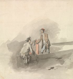 To menn i en båt som klirrer (?) av Nicholas Pocock