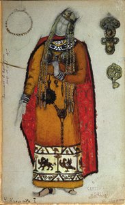 Kostymedesign for "Tristan og Isolde" av Wagner, 1912 av Nicholas Roerich