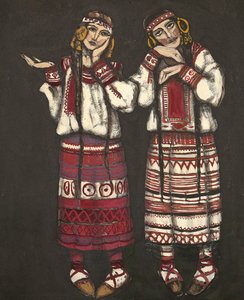Kostymedesign for balletten The Rite of Spring Le Sacre du Printemps av I. Stravinski, 1930