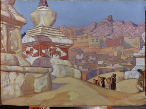 Courier of Good Fortune (fra Maitreya-suiten). Tibetansk buddhisme. Verk av Nicholas Roerich (1874-1947), tempera på papp av Nicholas Roerich