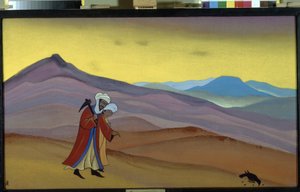 Khosrow og Shirin. Persisk legende fra 1200-tallet: kjærlighetshistorie mellom sassanid-kongen Khosrow II og den kristne prinsessen Shirin. Maleri av Nicholas Roerich (1874-1947), tempera på lerret av Nicholas Roerich