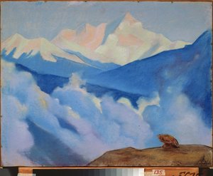 Himalaya (Tibet). Verk av Nicholas Roerich (1874-1947), tempera på papp av Nicholas Roerich