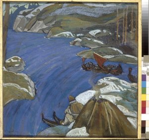 Varegue-ruten (eller rus). (Varangian Way). Danske og svenske vikinger, som reiste gjennom hele elvesystemet i de østlige territoriene og bygde fort, så langt som til Det Kaspiske hav, og dermed la grunnlaget for det som skulle bli den russiske staten. Kun av Nicholas Roerich
