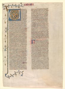 Innledende V fra kommentaren til Nehemia, ett av seks illustrerte blader..., ca. 1360-1380. av Nicholas of Lyra