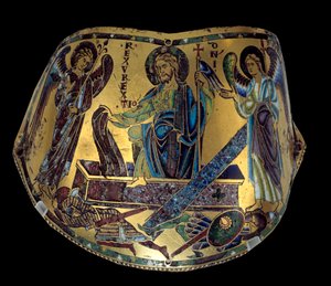 Armilla: Oppstandelsen. Meuse seremonielt armbånd av kobber og emalje. Verksted til Nicolas Verdun (ca.1130/50-1205) Middelalder, ca. 1170-1180. Paris, Musée du Louvre av Nicholas of Verdun