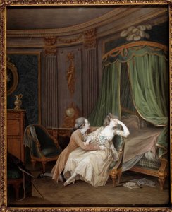 Sen omvendelse en mann, tilstår sannsynligvis en utroskap for forloveden som besvimer. Maleri av Niklas Lavreince (1737-1807) 1800-tallet Paris, Musee Cognacq Jay