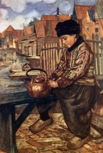 En guttevannkoker (litho i farger) av Nico Jungman