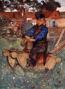 A Boy of Veere Astride a Rocking Horse, 1904 av Nico Jungman