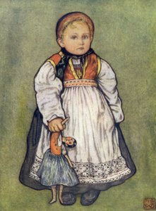 Norway: A Baby of Telemarken (farge litho) av Nico Jungman