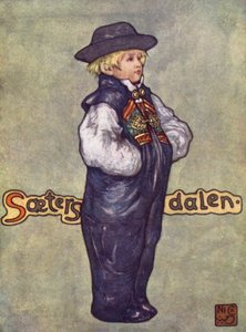 Norge: A Boy of Saetersdalen (farge litho) av Nico Jungman