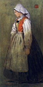 Norge: En Hardanger Country Girl (farge litho)